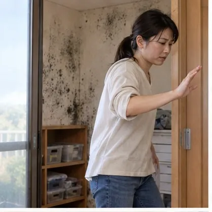 カビがある室内での保護と確認作業