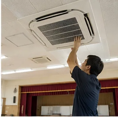 空調の点検と部門連携の説明用イメージ